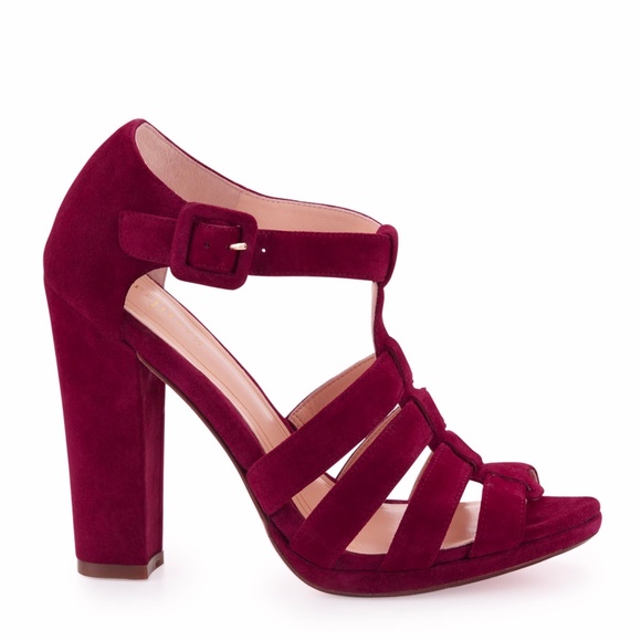 Cole Haan Shoes - COLE HAAN CHELSEA T-STRAP WINERY BORDO SUEDE HEELS